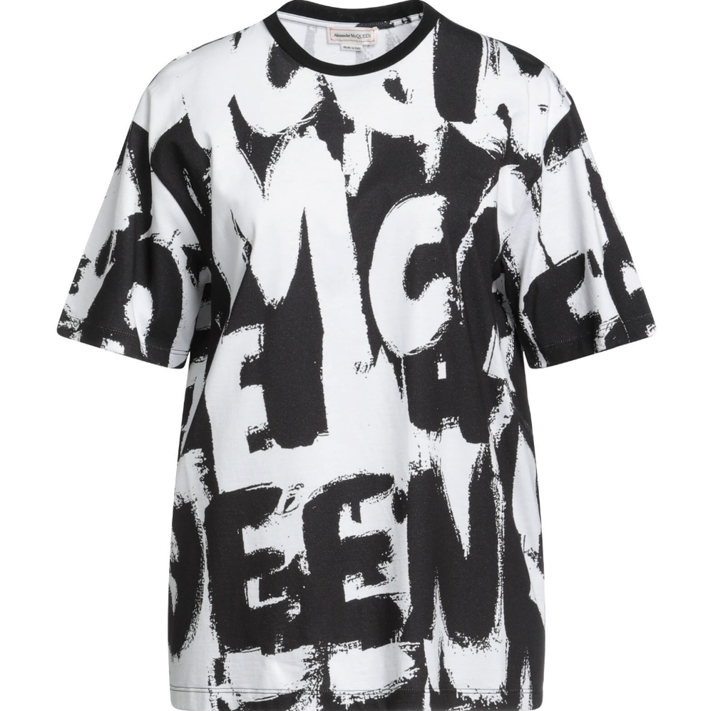 Alexander McQueen, 48, Black & White Oversized Graphic Crewneck Tee